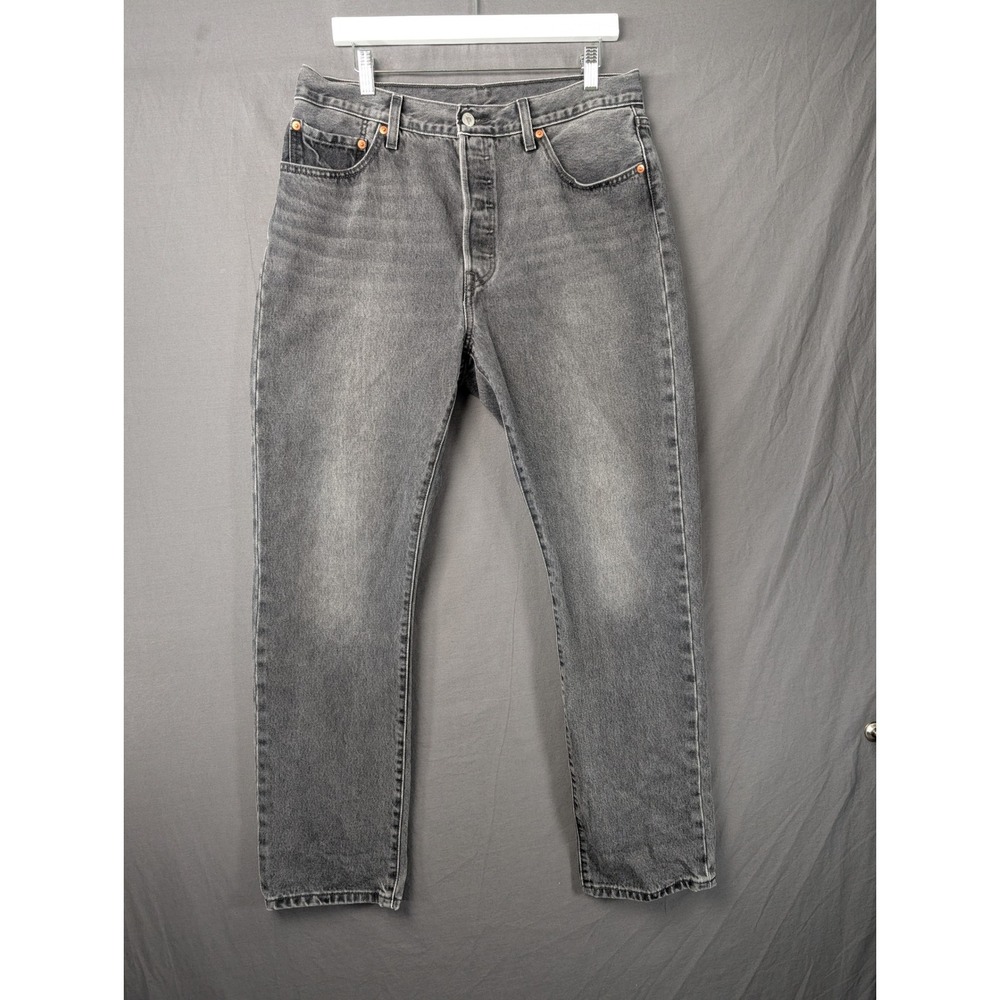 Levis 501 Original Fit Jeans Mens 33x32 Gray Faded Denim Button Fly 12501-0452